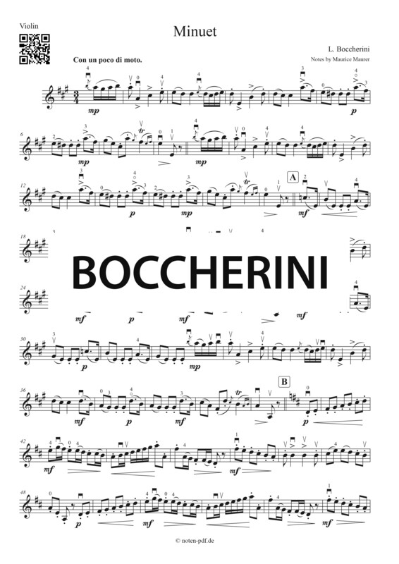 Boccherini: Minuet (Violin Sheet Music)
