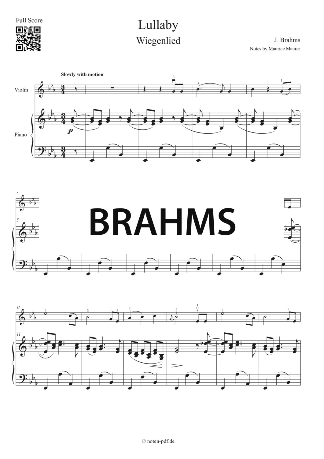 Brahms: Lullaby (Wiegenlied) + MP3