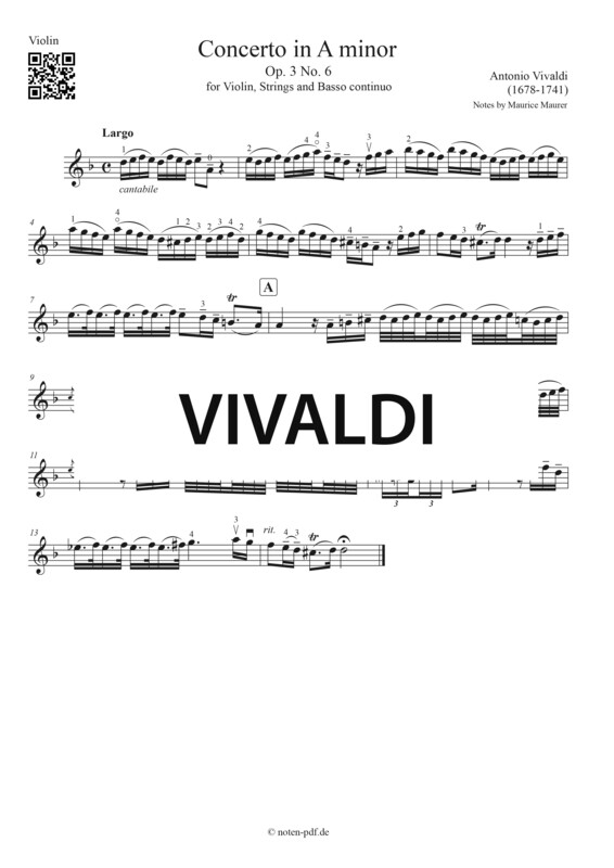 Vivaldi: Concerto in A minor - 2. Movement + MP3
