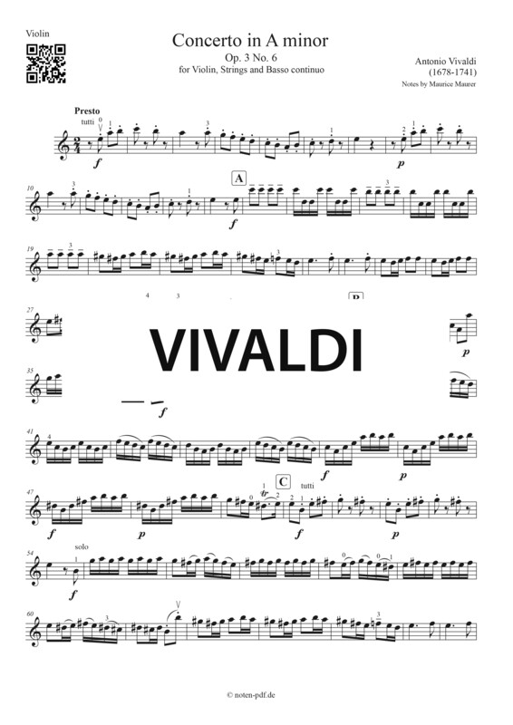 Vivaldi: Concerto in A minor - 3. Movement + MP3