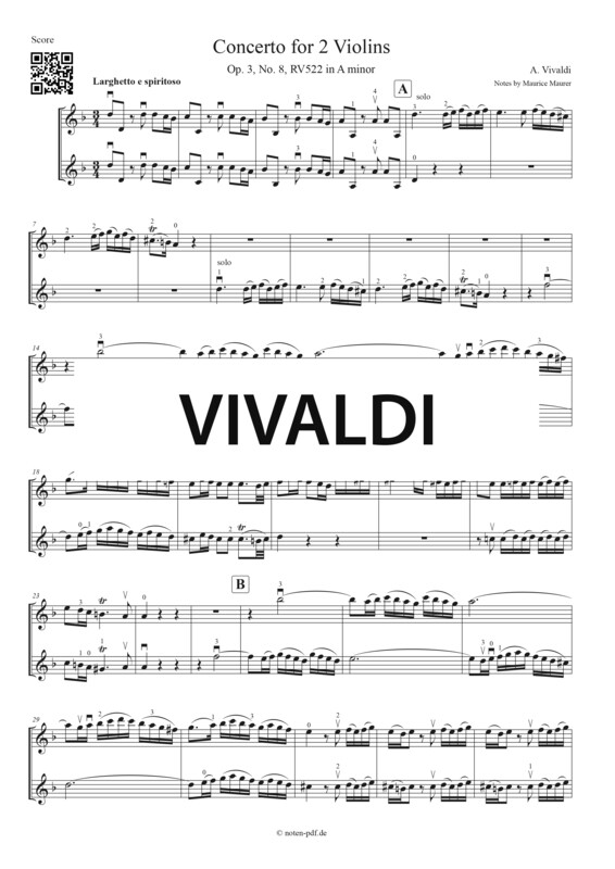 Vivaldi: Concerto for 2 Violins in A minor - 2. Movement