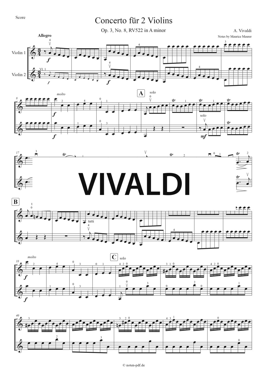 Vivaldi: Concerto for 2 Violins in A minor - 3. Movement