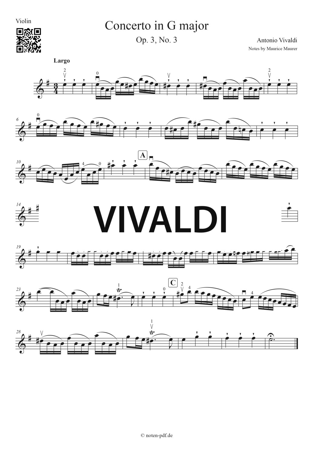 Vivaldi: Concerto in G Major - 2. Movement + MP3