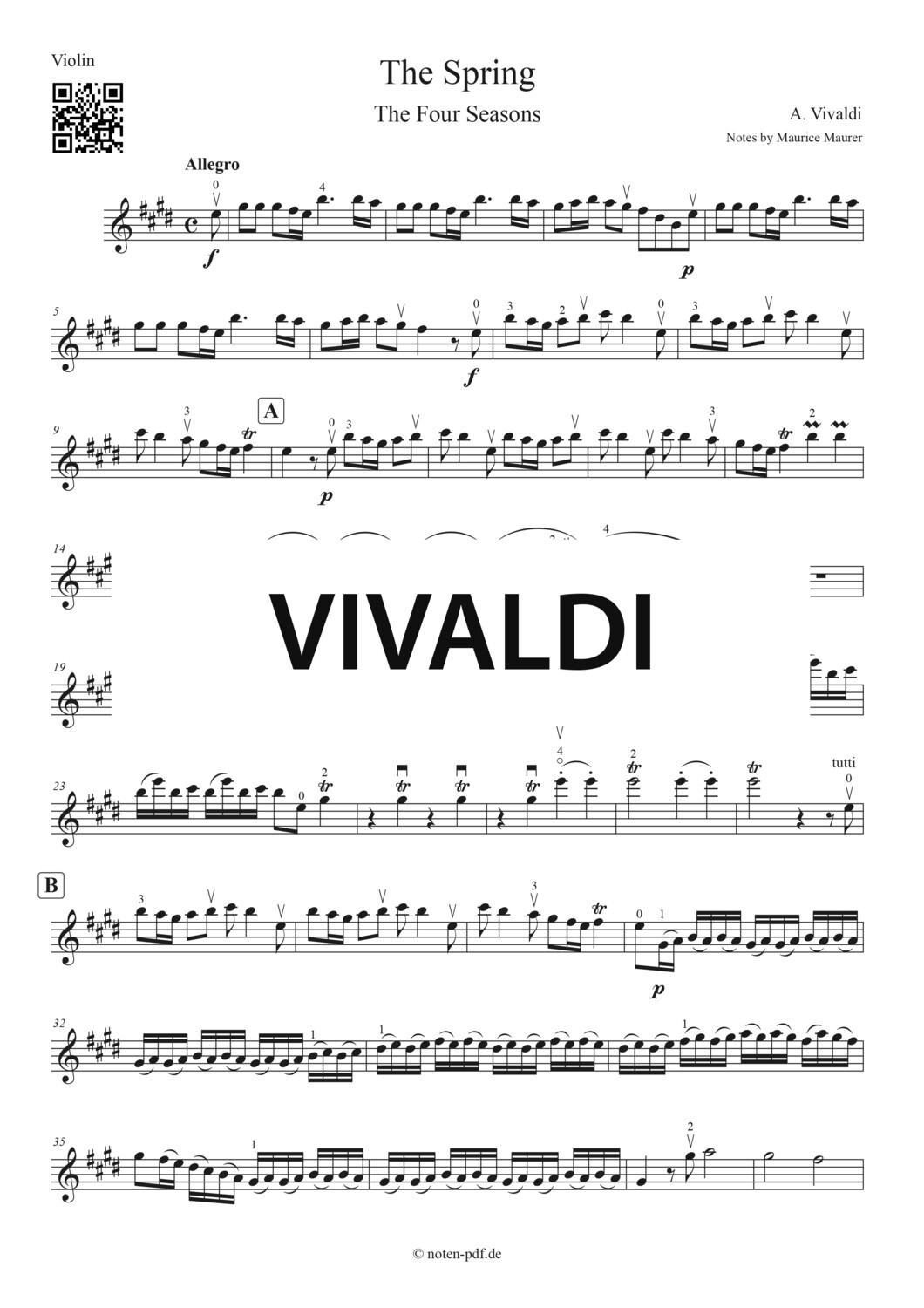 Vivaldi: The Spring from "The Four Seasons" - 1. Movement + MP3