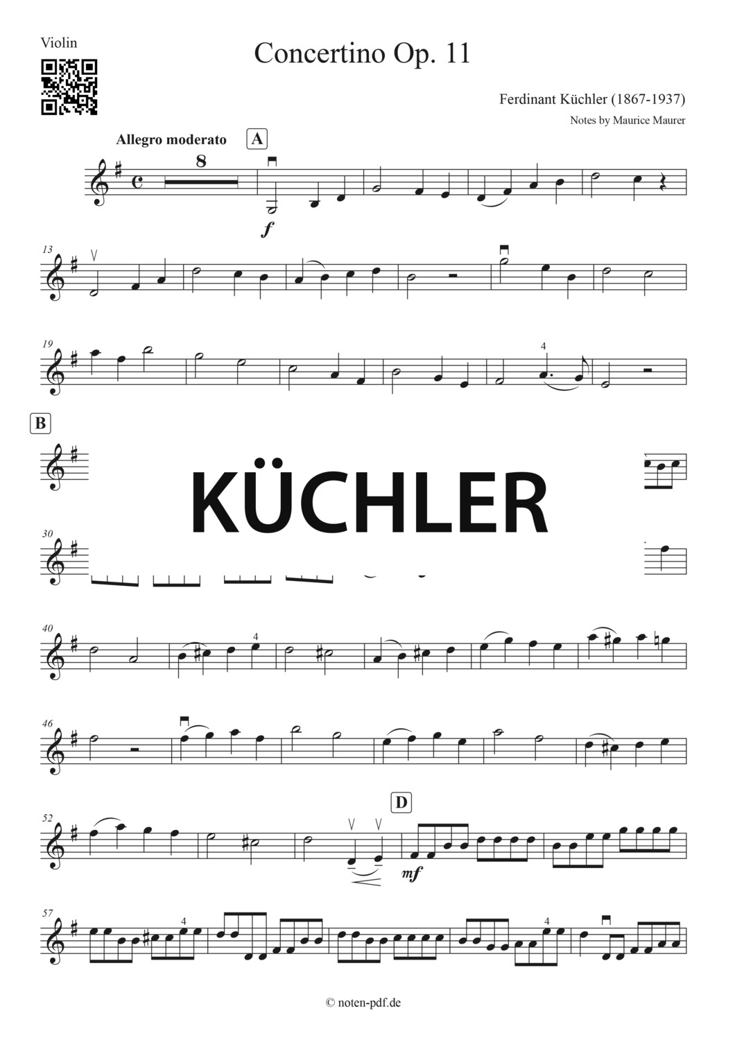 Küchler: Concertino Op. 11 - 1. Movement (Violin Sheet Music)