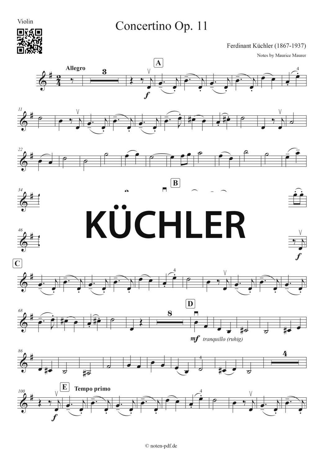 Küchler: Concertino Op. 11 - 3. Movement (Violin Sheet Music)