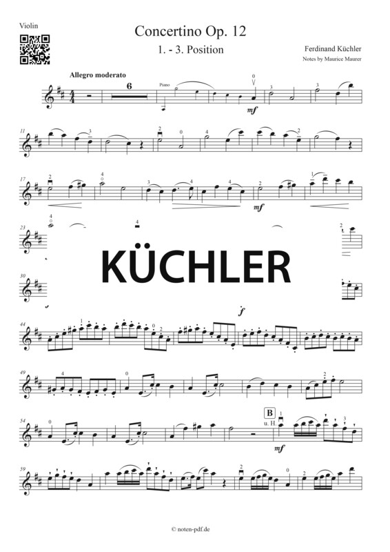 Küchler: Concertino Op. 12 - 1. Movement (Violin Sheet Music)
