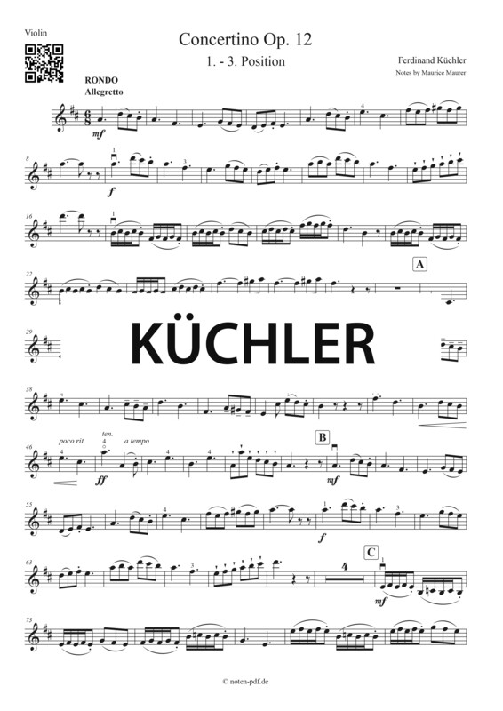 Küchler: Concertino Op. 12 - 3. Movement (Violin Sheet Music)