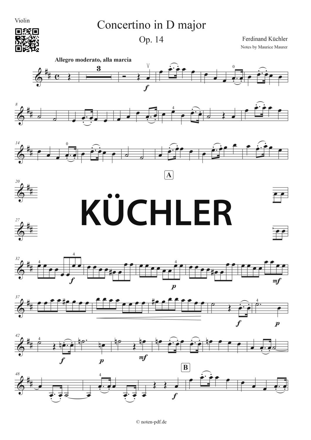 Küchler: Concertino Op. 14 - 3. Movement (Violin Sheet Music)