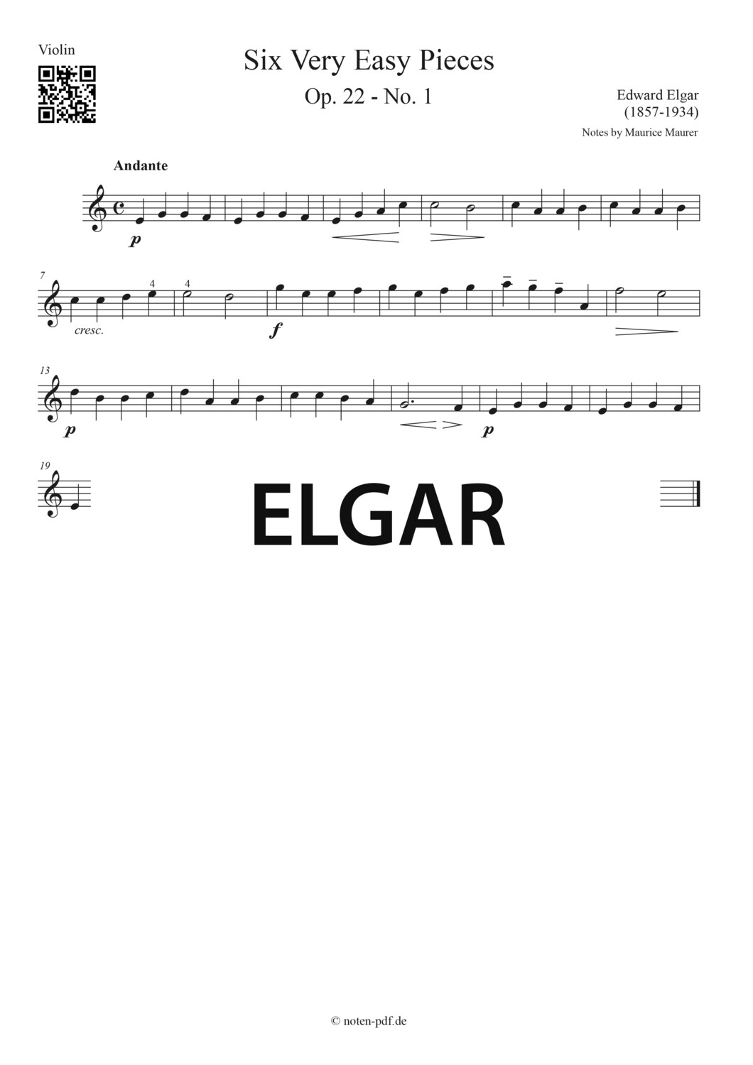 Elgar: Six Very Easy Pieces Op. 22