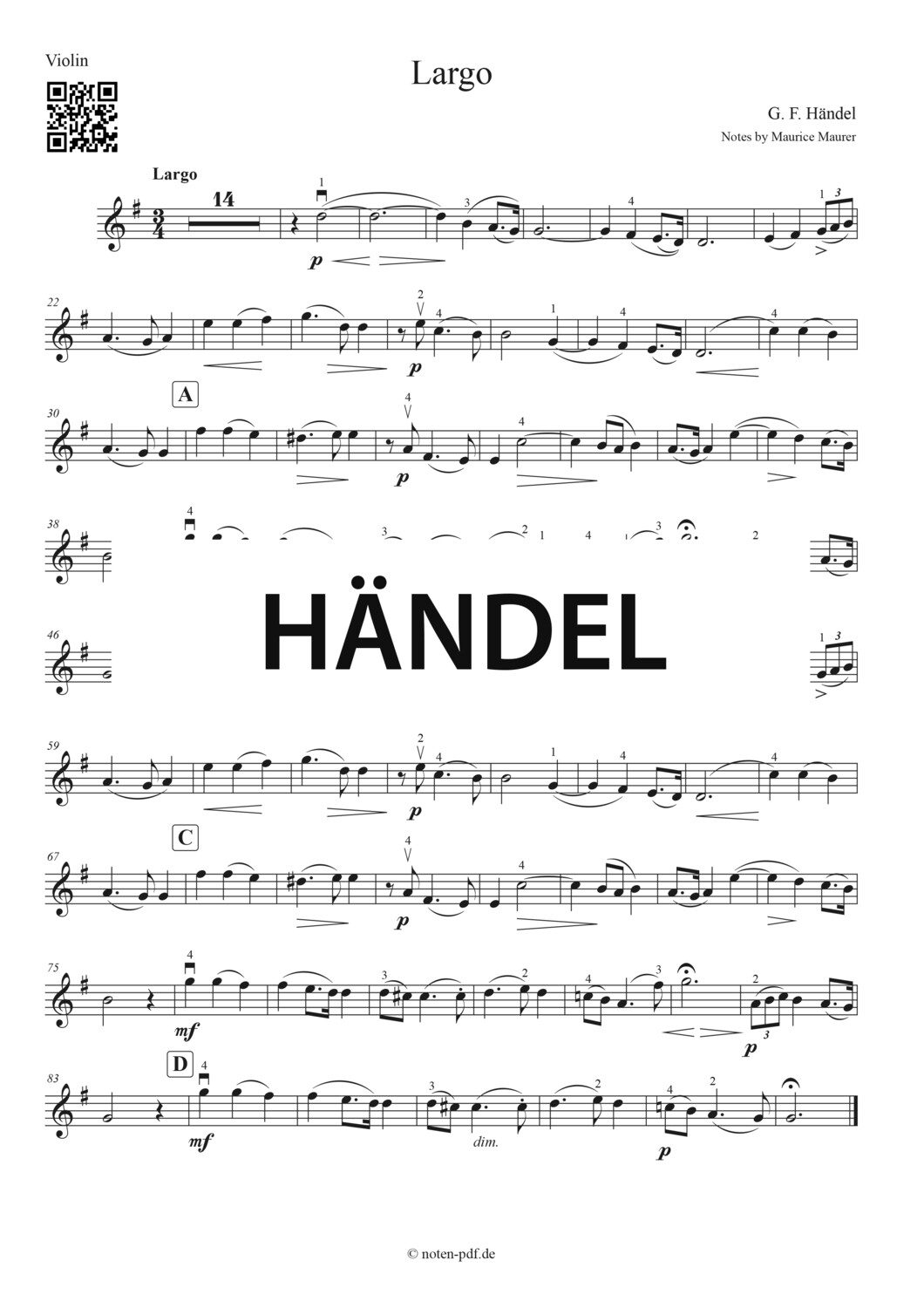 Händel: Largo (Violin Sheet Music)