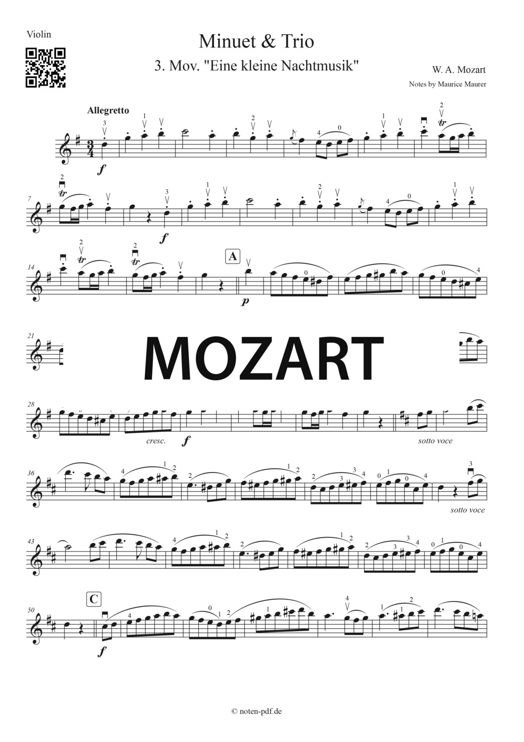Mozart: Minuet & Trio from "Eine kleine Nachtmusik" + MP3