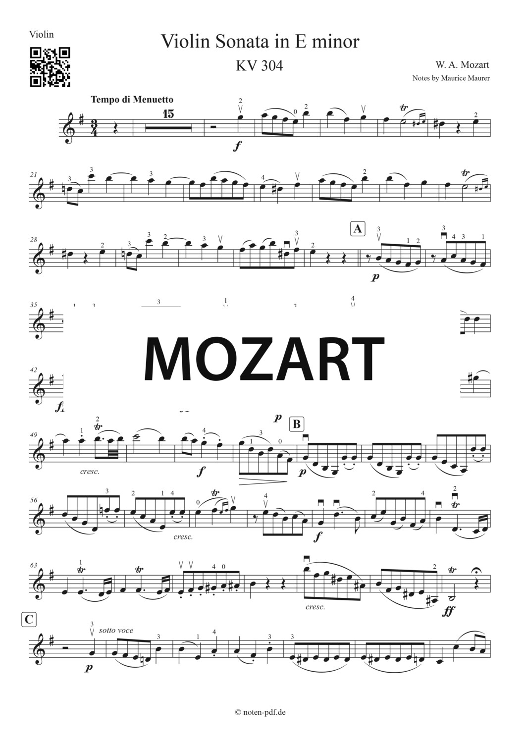 Mozart: Violin Sonate in E minor 2. Movement