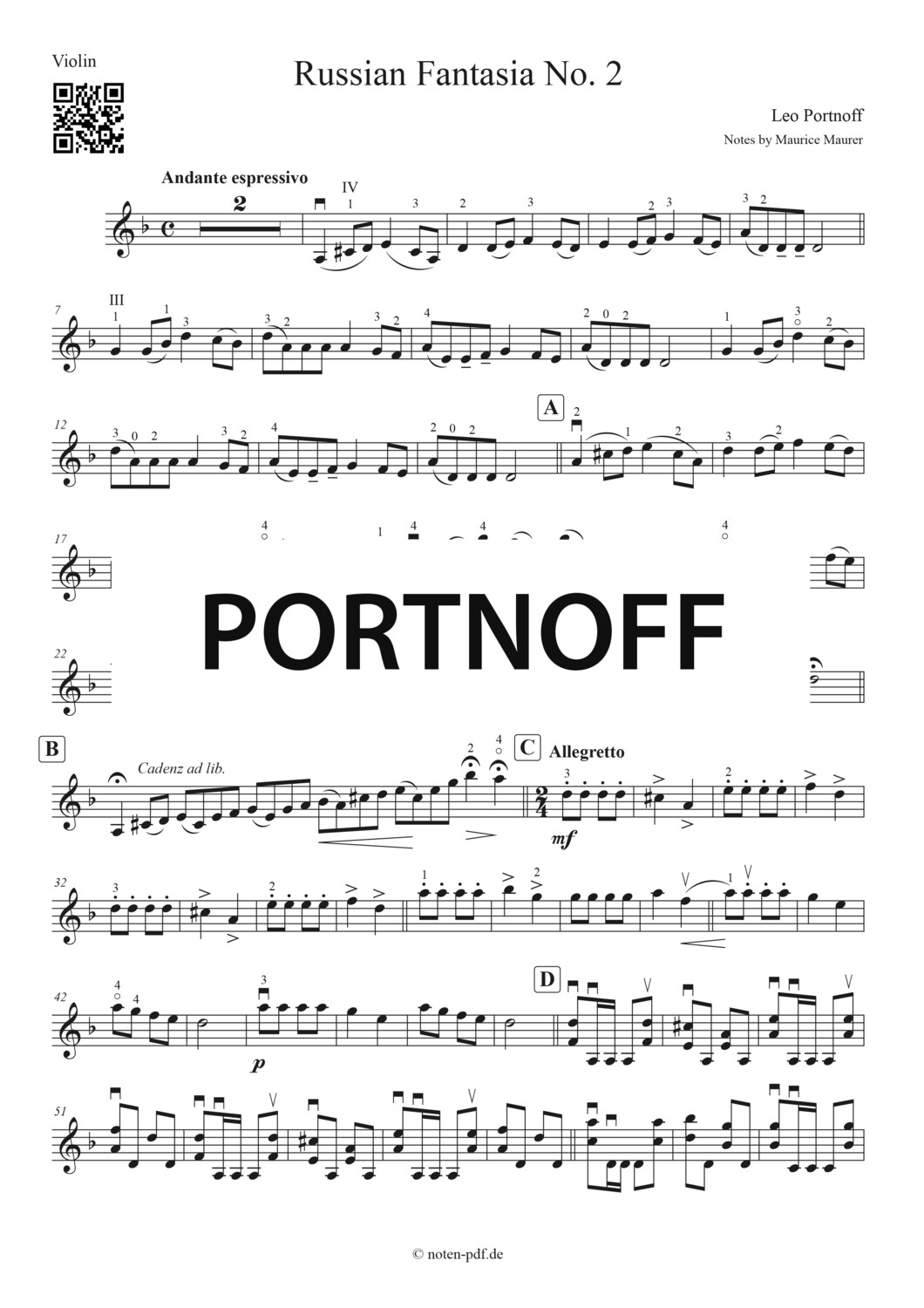 Portnoff: Russian Fantasia - No. 2 + MP3