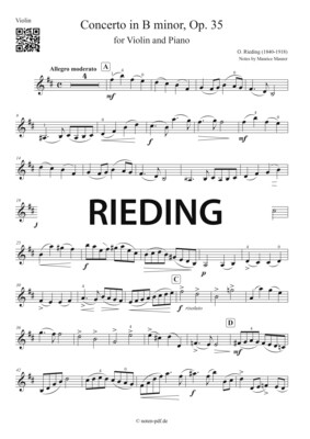 Rieding: Concerto in B minor Op. 35, 1. Movement (Violin Sheet Music)