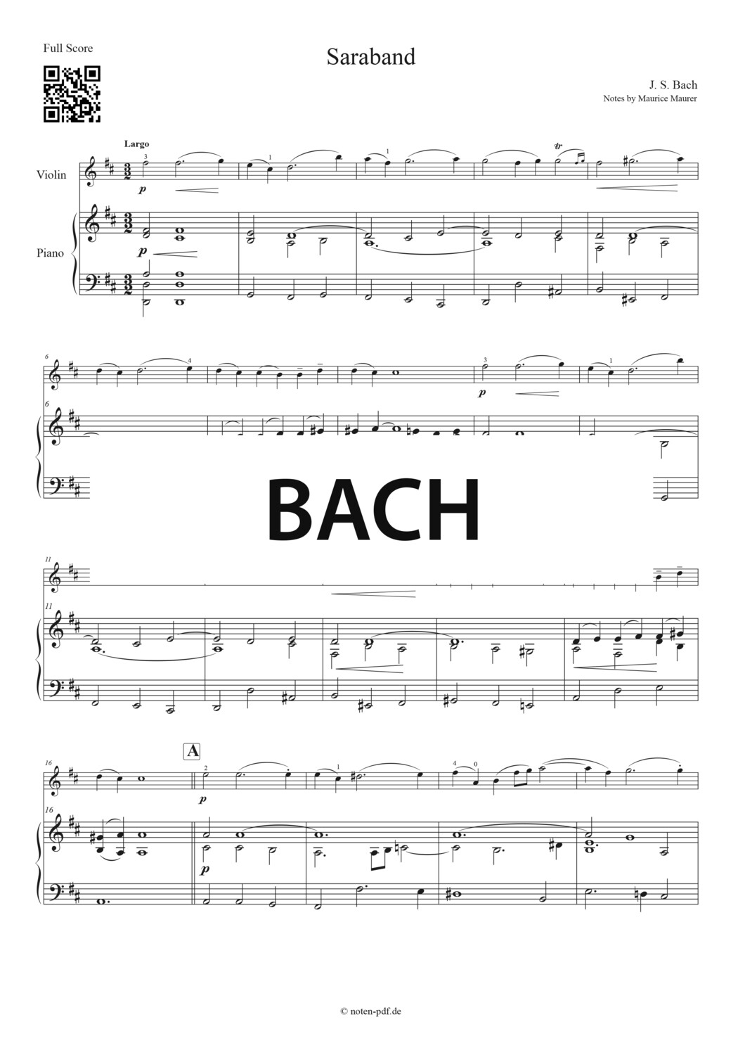 Bach: Saraband + MP3