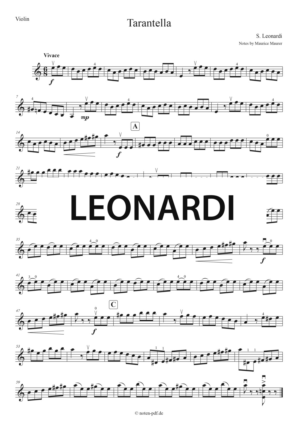 Leonardi: Tarantella (Violin Sheet Music)
