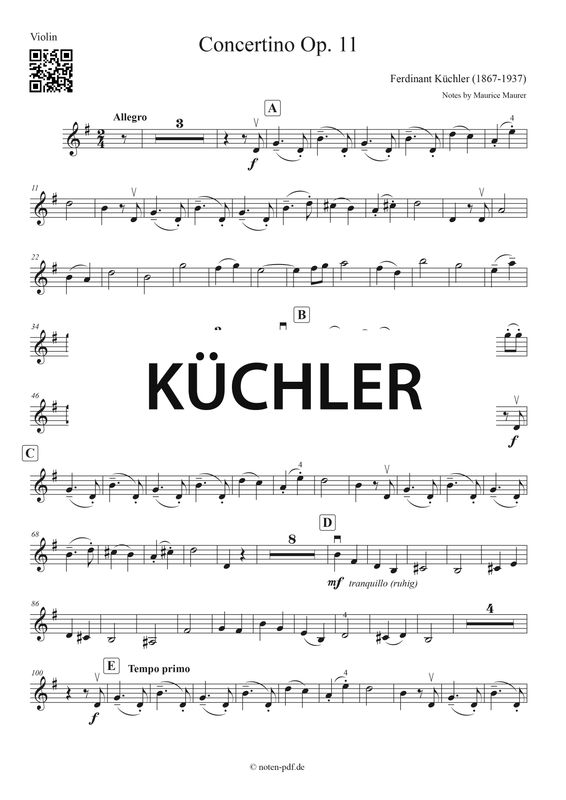 Küchler: Concertino Op. 11 - 3. Movement (Violin Sheet Music)