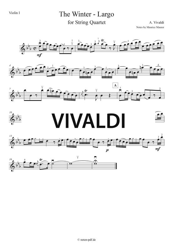 Vivaldi: Winter 2. Mov. (Largo) for String Quartet