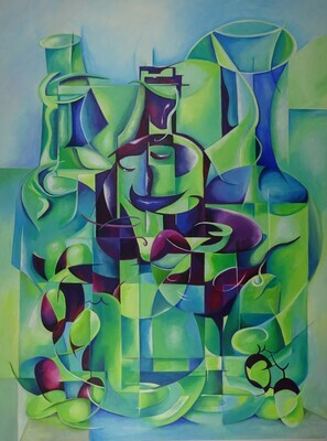 Abstract Bottles and glass