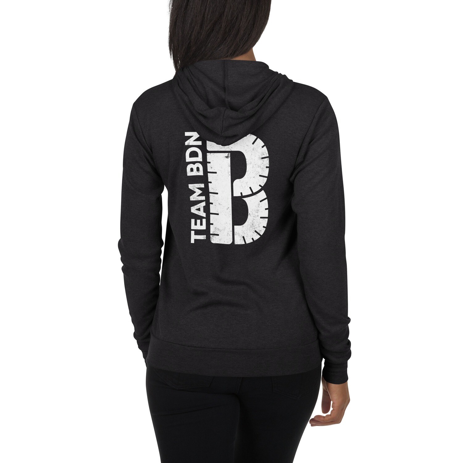 Unisex zip hoodie, Color: Charcoal black Triblend, Size: XS