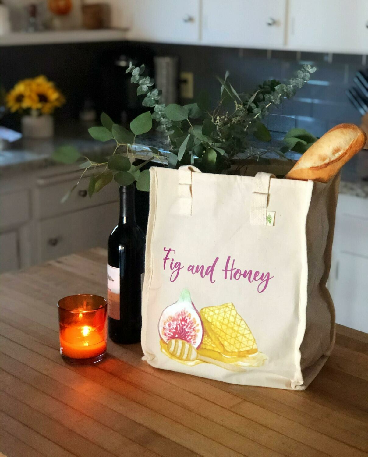 Fig & Honey canvas tote bag