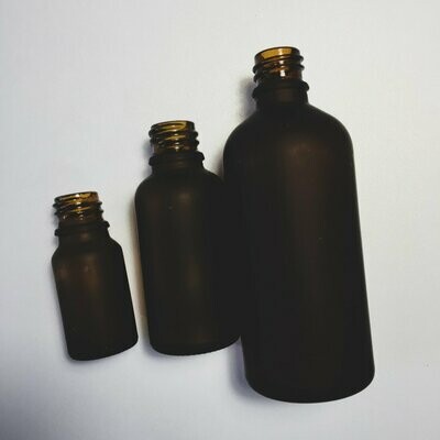 Frosted amber glass bottles