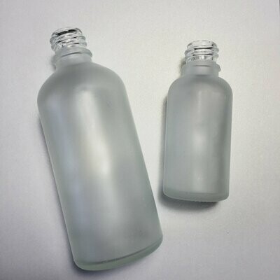 Frosted clear glass bottles