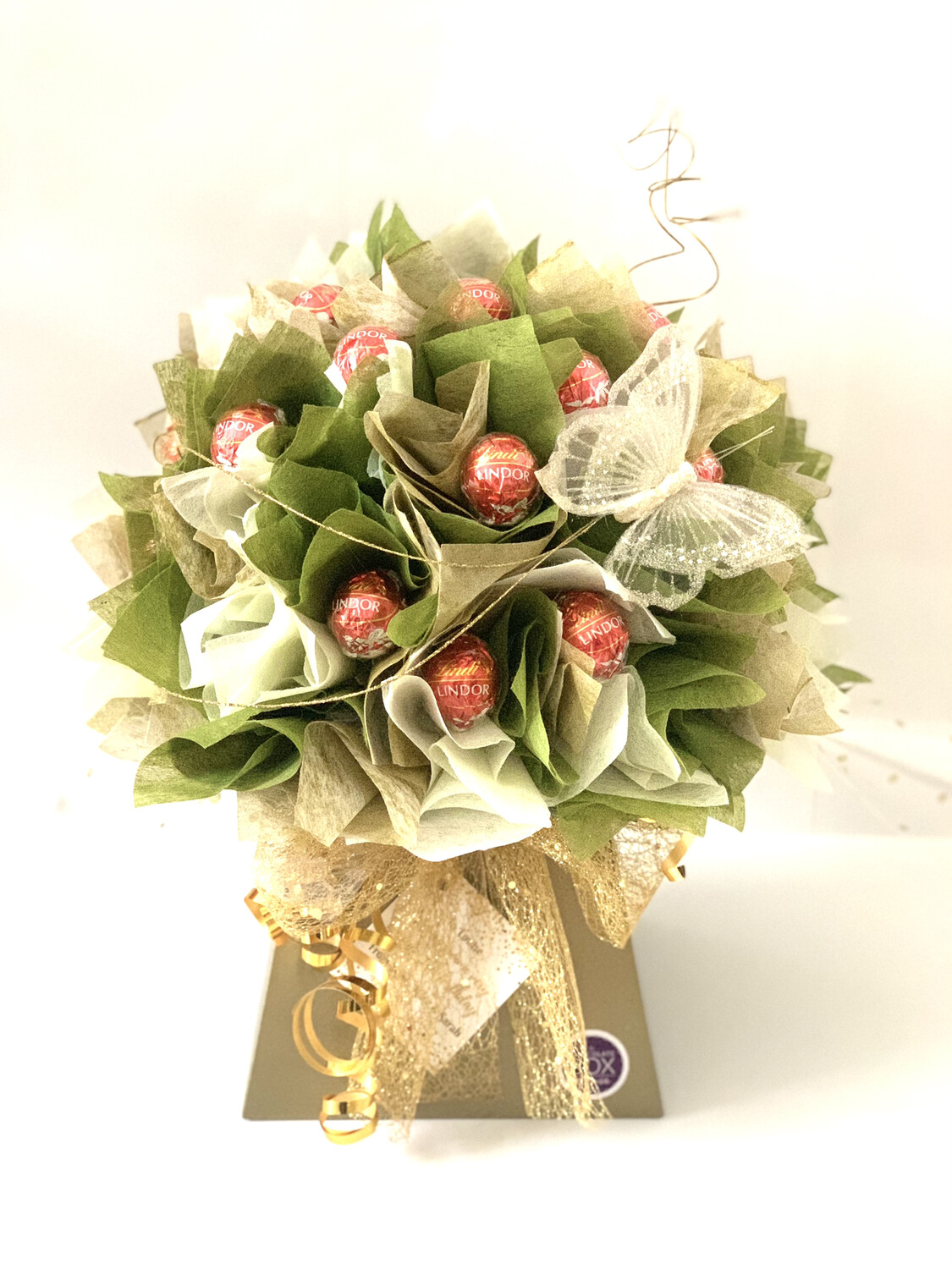 Deluxe Lindt Chocolate Bouquet - Gold, Green and Cream