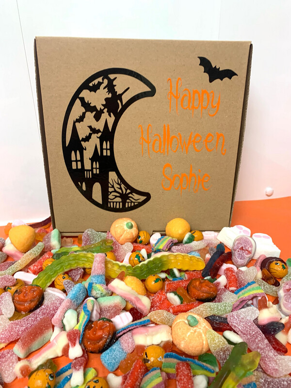 Halloween Personalised Pick & Mix 1 Kilo Sweet Pizza Box