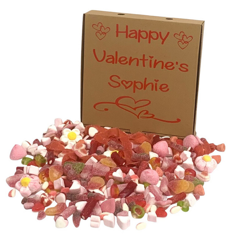 Valentine’s Personalised Pick & Mix 1 Kilo Sweet Pizza Box