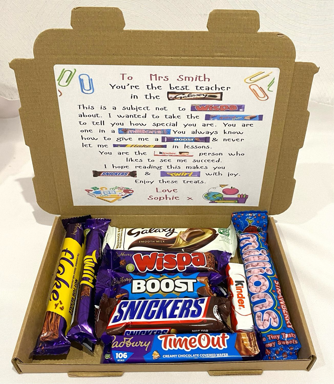 Teacher Thank you Poem Personalised Gift Box