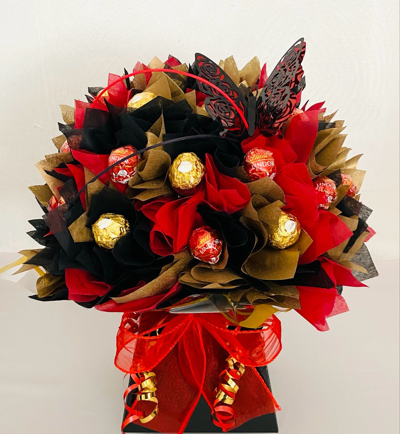 Deluxe Ferrero Rocher Bouquet - Red, Black and Gold Deluxe Ferrero Rocher Bouquet - Red, Black and Gold