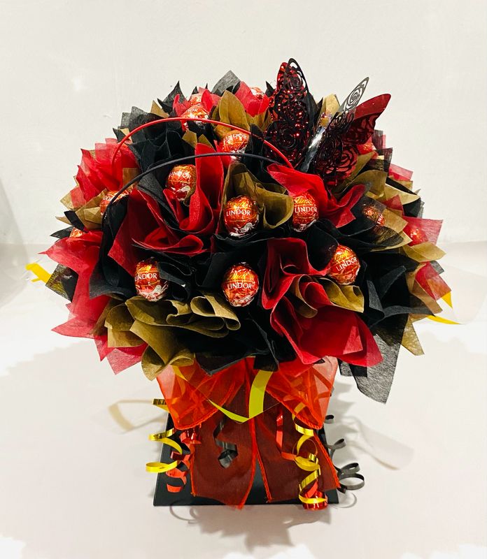 Deluxe Lindt Bouquet - Red, Black and Gold Deluxe Lindt Bouquet - Red, Black and Gold