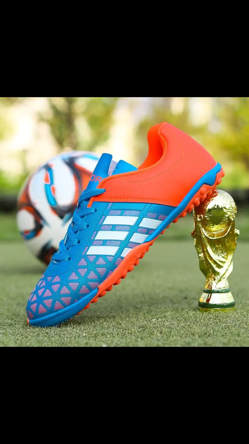 Orange and blue football trainers