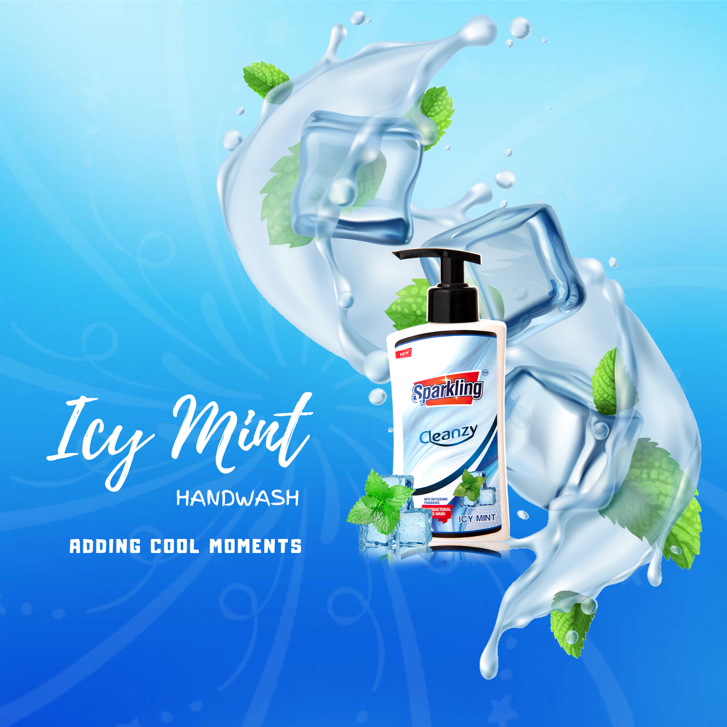 Sparkling Cleanzy Handwash 10X &quot;ICY MINT&quot; 250ML