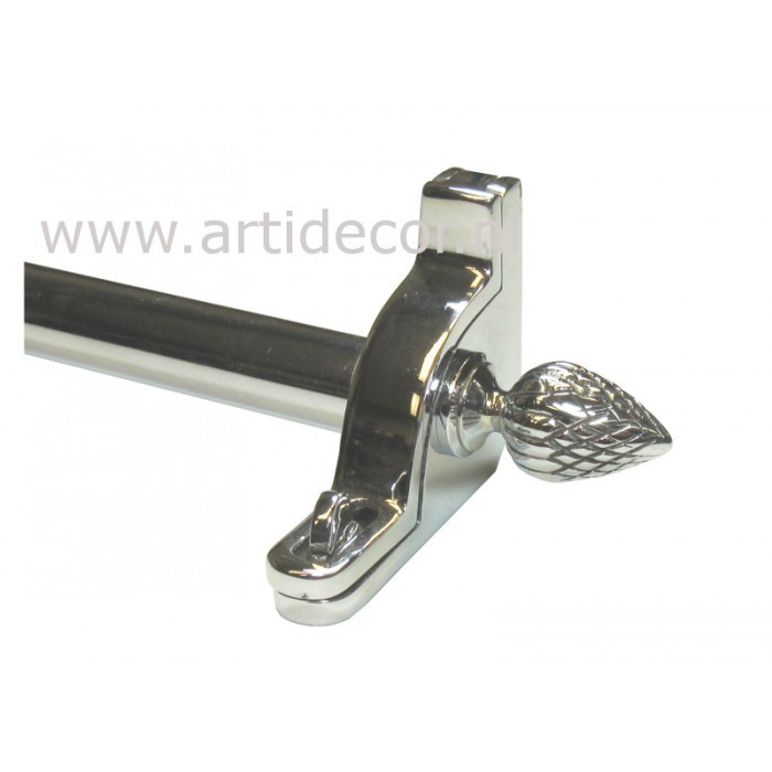 Complete traproeden set chroom met eindknop 16 mm.