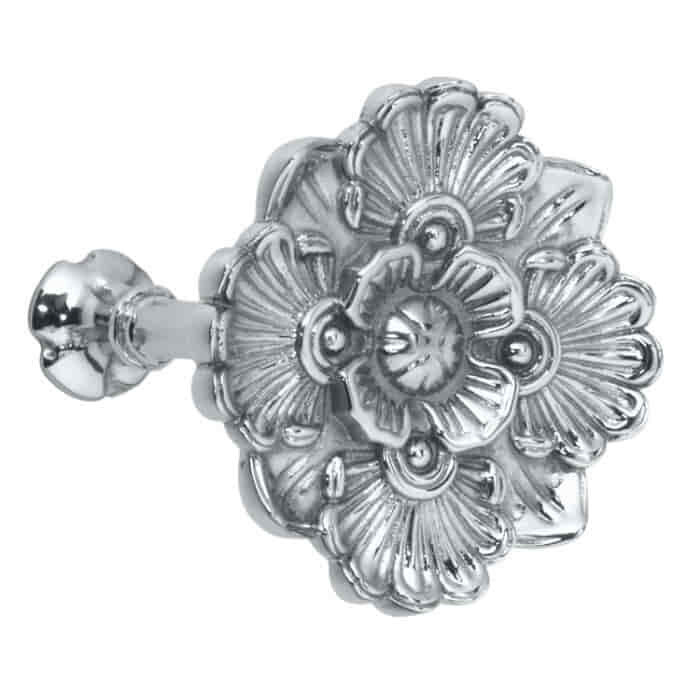 Embrassehaak houder Flower chroom of messing