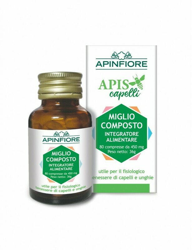 MIGLIO COMPOSTO - INTEGRATORE ALIMENTARE. Utile per il fisiologico benessere di capelli e unghie.