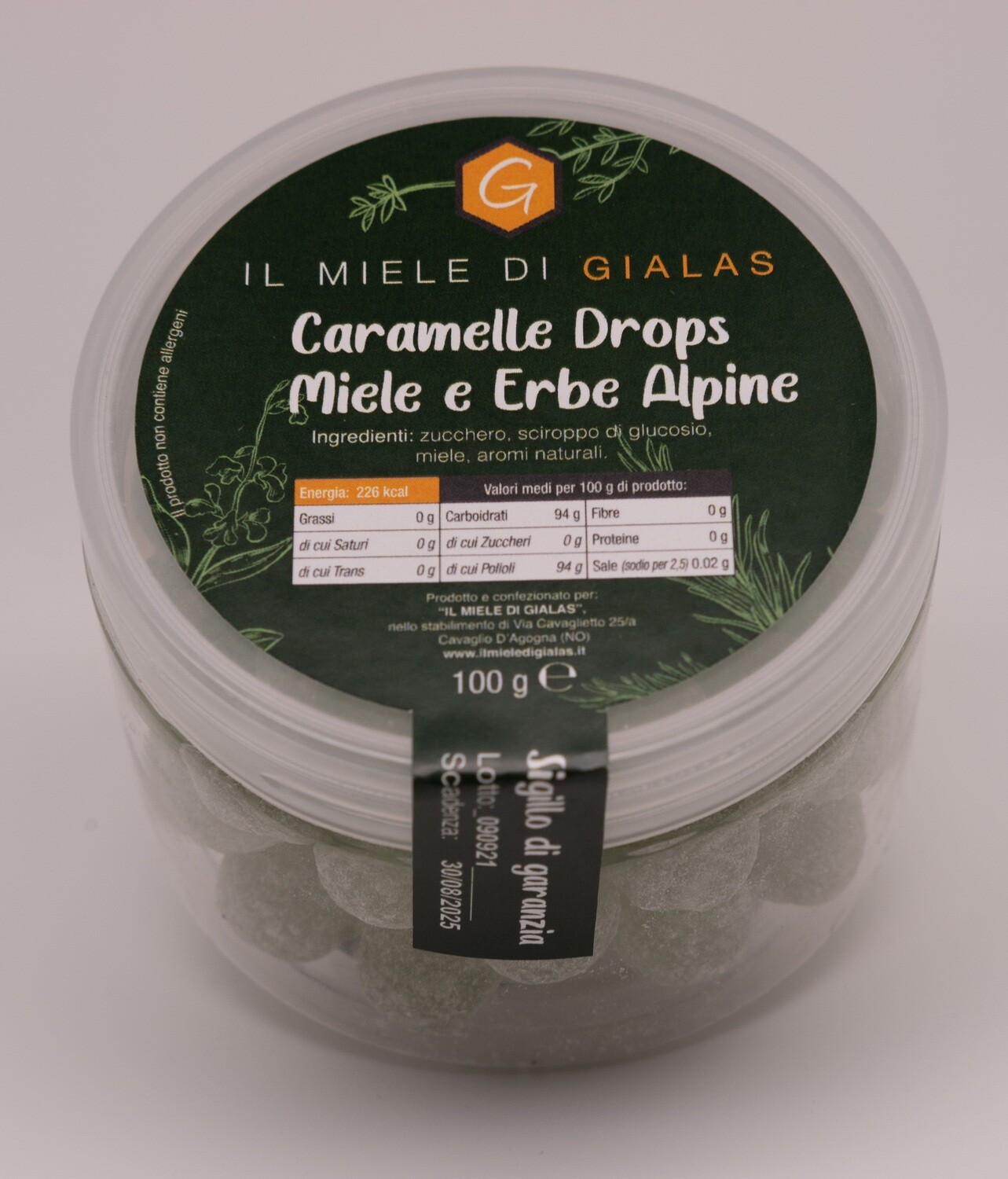 Caramelle Drops al Miele e Erbe Alpine