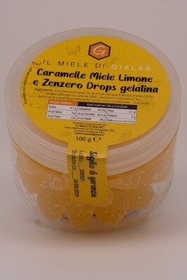Caramelle Drops Gelatina Miele,Limone e Zenzero