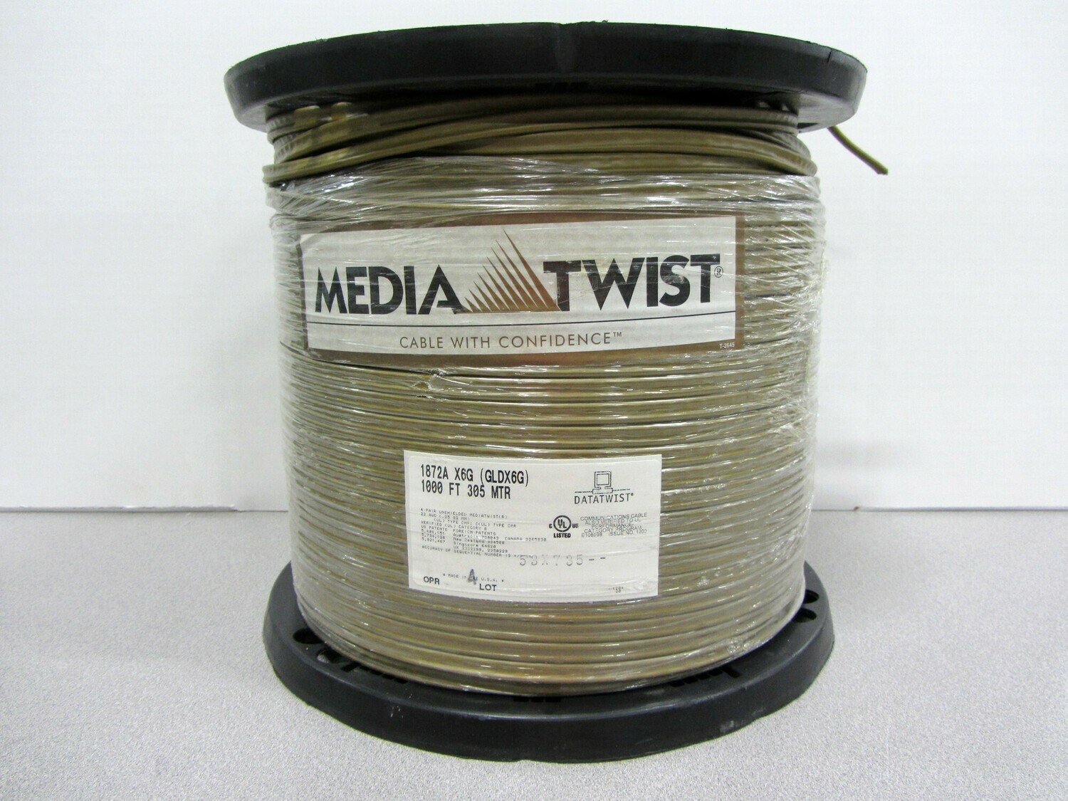 GOLD CAT6+ 4-bonded-pairs, U/UTP-unshielded, Premis Horizontal cable, 23 awg solid bare copper conductor cable, 1000&#39; spool