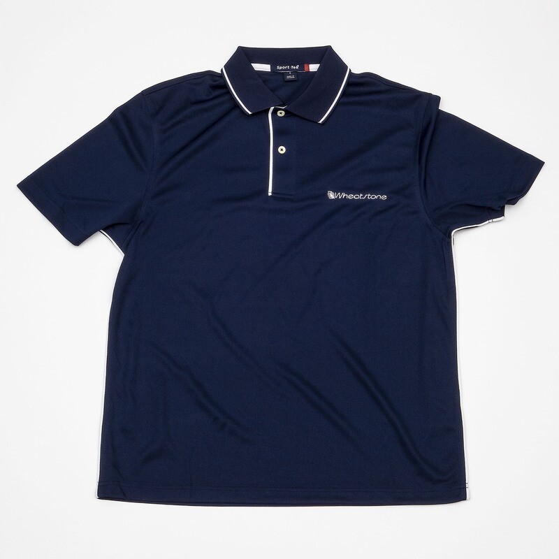 Navy Blue Golf Shirt with Wheatstone Logo, Medium