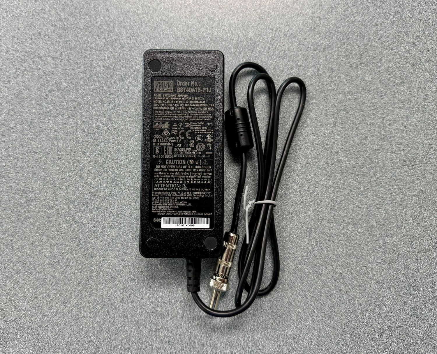 Mean Well Power Supply 40W, 15V 2.67A For Use With Audioarts DMX Consoles