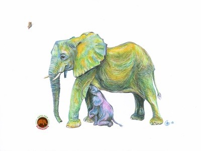 Lualeni & Lulu Elephant Large Fine Art Print