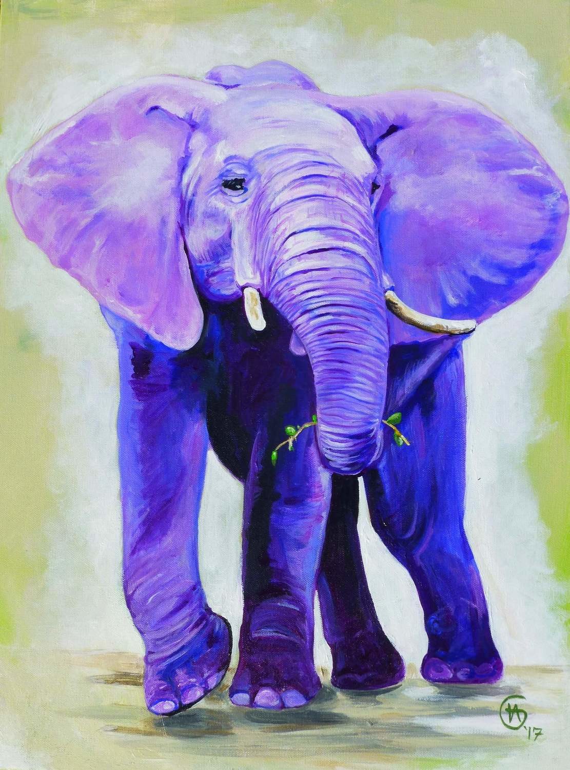 100% Wild Elephant Painting- Large Fine Art Print