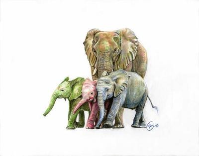 Eloise, and Three Baby Elephants Large Print