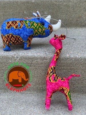 Giraffe Rhino Combo- Tribal African Elephant Species Ornaments!!