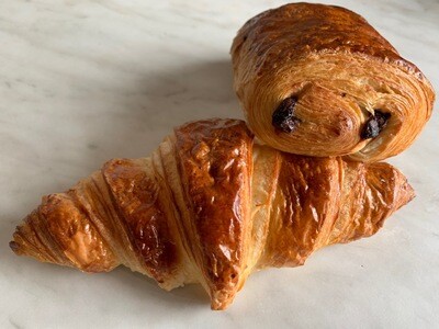 4 french pastries ( 2 butter croissant and 2 pain chocolat)