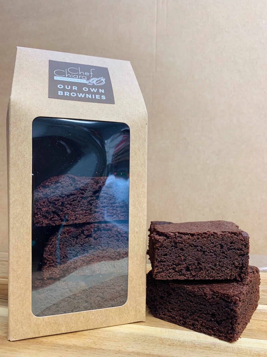 4 slices of Belgian chocolate brownies in a gift box